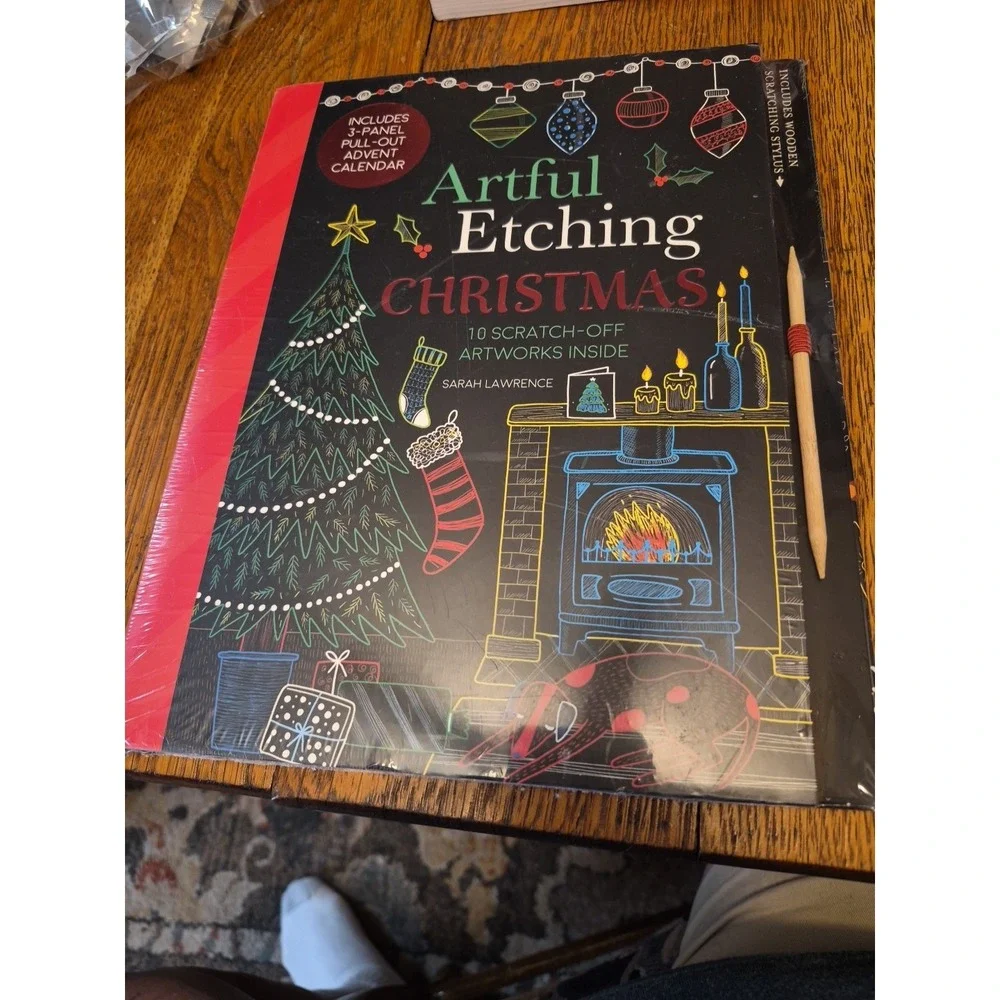 ARTFUL ETCHING CHRISTMAS BOOK 10 SCRATCH OFF ARTWORKS  Sarah Lawrence NEW  Wrap